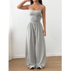 image:imageFloerns Womens Summer Jumpsuit Romper Spaghetti Strap Wide Leg Baggy PantsLight Grey