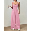 image:imageFloerns Womens Summer Jumpsuit Romper Spaghetti Strap Wide Leg Baggy PantsLight Pink