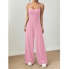 image:imageFloerns Womens Summer Jumpsuit Romper Spaghetti Strap Wide Leg Baggy PantsLight Pink