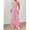image:imageFloerns Womens Summer Jumpsuit Romper Spaghetti Strap Wide Leg Baggy PantsLight Pink