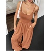 image:imageFloerns Womens Summer Jumpsuit Romper Spaghetti Strap Wide Leg Baggy PantsOrange