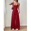image:imageFloerns Womens Summer Jumpsuit Romper Spaghetti Strap Wide Leg Baggy PantsRed