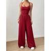 image:imageFloerns Womens Summer Jumpsuit Romper Spaghetti Strap Wide Leg Baggy PantsRed