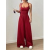 image:imageFloerns Womens Summer Jumpsuit Romper Spaghetti Strap Wide Leg Baggy PantsRed