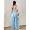 image:imageFloerns Womens Summer Jumpsuit Romper Spaghetti Strap Wide Leg Baggy PantsSky Blue
