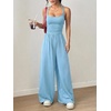 image:imageFloerns Womens Summer Jumpsuit Romper Spaghetti Strap Wide Leg Baggy PantsSky Blue