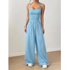 image:imageFloerns Womens Summer Jumpsuit Romper Spaghetti Strap Wide Leg Baggy PantsSky Blue
