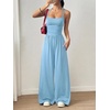 image:imageFloerns Womens Summer Jumpsuit Romper Spaghetti Strap Wide Leg Baggy PantsSky Blue