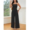 image:imageFloerns Womens Summer Jumpsuit Romper Spaghetti Strap Wide Leg Baggy PantsWhite Multi
