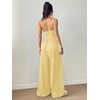 image:imageFloerns Womens Summer Jumpsuit Romper Spaghetti Strap Wide Leg Baggy PantsYellow