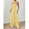 image:imageFloerns Womens Summer Jumpsuit Romper Spaghetti Strap Wide Leg Baggy PantsYellow