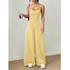 image:imageFloerns Womens Summer Jumpsuit Romper Spaghetti Strap Wide Leg Baggy PantsYellow