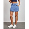 image:imageFloerns Womens Tennis Skirt Elastic Waist Stretch Golf Athletic Mini Denim SkirtBlue