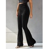image:imageFloerns Womens Velvet Elastic Waist Flare Leg Palazzo Long Pants TrousersBlack