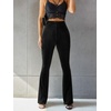 image:imageFloerns Womens Velvet Elastic Waist Flare Leg Palazzo Long Pants TrousersBlack