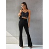 image:imageFloerns Womens Velvet Elastic Waist Flare Leg Palazzo Long Pants TrousersBlack