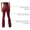 image:imageFloerns Womens Velvet Elastic Waist Flare Leg Palazzo Long Pants TrousersBurgundy