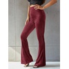 image:imageFloerns Womens Velvet Elastic Waist Flare Leg Palazzo Long Pants TrousersBurgundy