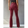 image:imageFloerns Womens Velvet Elastic Waist Flare Leg Palazzo Long Pants TrousersBurgundy