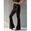 image:imageFloerns Womens Velvet Elastic Waist Flare Leg Palazzo Long Pants TrousersChocolate Brown