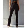 image:imageFloerns Womens Velvet Elastic Waist Flare Leg Palazzo Long Pants TrousersChocolate Brown