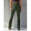 image:imageFloerns Womens Velvet Elastic Waist Flare Leg Palazzo Long Pants TrousersDark Green