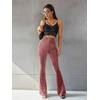 image:imageFloerns Womens Velvet Elastic Waist Flare Leg Palazzo Long Pants TrousersDusty Pink