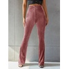 image:imageFloerns Womens Velvet Elastic Waist Flare Leg Palazzo Long Pants TrousersDusty Pink