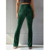 image:imageFloerns Womens Velvet Elastic Waist Flare Leg Palazzo Long Pants TrousersForest Green