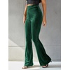 image:imageFloerns Womens Velvet Elastic Waist Flare Leg Palazzo Long Pants TrousersForest Green