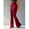 image:imageFloerns Womens Velvet Elastic Waist Flare Leg Palazzo Long Pants TrousersMaroon