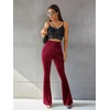 image:imageFloerns Womens Velvet Elastic Waist Flare Leg Palazzo Long Pants TrousersMaroon
