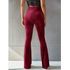 image:imageFloerns Womens Velvet Elastic Waist Flare Leg Palazzo Long Pants TrousersMaroon