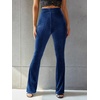 image:imageFloerns Womens Velvet Elastic Waist Flare Leg Palazzo Long Pants TrousersNavy Blue