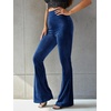 image:imageFloerns Womens Velvet Elastic Waist Flare Leg Palazzo Long Pants TrousersNavy Blue