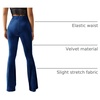 image:imageFloerns Womens Velvet Elastic Waist Flare Leg Palazzo Long Pants TrousersNavy Blue