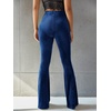 image:imageFloerns Womens Velvet Elastic Waist Flare Leg Palazzo Long Pants TrousersNavy Blue