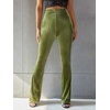 image:imageFloerns Womens Velvet Elastic Waist Flare Leg Palazzo Long Pants TrousersOlive Green