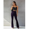 image:imageFloerns Womens Velvet Elastic Waist Flare Leg Palazzo Long Pants TrousersPurple