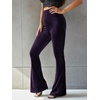 image:imageFloerns Womens Velvet Elastic Waist Flare Leg Palazzo Long Pants TrousersPurple