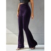 image:imageFloerns Womens Velvet Elastic Waist Flare Leg Palazzo Long Pants TrousersPurple