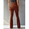 image:imageFloerns Womens Velvet Elastic Waist Flare Leg Palazzo Long Pants TrousersRust Brown