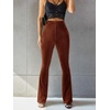 image:imageFloerns Womens Velvet Elastic Waist Flare Leg Palazzo Long Pants TrousersRust Brown