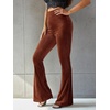 image:imageFloerns Womens Velvet Elastic Waist Flare Leg Palazzo Long Pants TrousersRust Brown