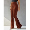 image:imageFloerns Womens Velvet Elastic Waist Flare Leg Palazzo Long Pants TrousersRust Brown