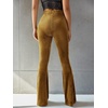 image:imageFloerns Womens Velvet Elastic Waist Flare Leg Palazzo Long Pants TrousersYellow