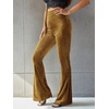 image:imageFloerns Womens Velvet Elastic Waist Flare Leg Palazzo Long Pants TrousersYellow