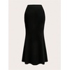 image:imageFloerns Womens Velvet Sequin Floral High Waisted Fishtail Midi SkirtBlack