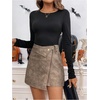 image:imageFloerns Womens Vintage Leather Skirts Zip Up High Waist Asymmetrical Hem Mini SkirtsBrown