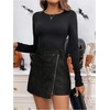 image:imageFloerns Womens Vintage Leather Skirts Zip Up High Waist Asymmetrical Hem Mini SkirtsDark Grey